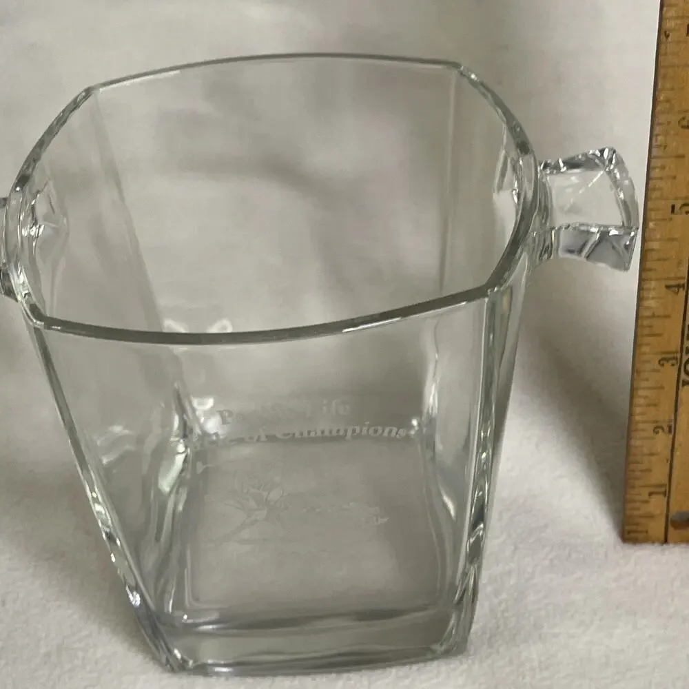 Ice Bucket LUMINARC Sterling France Glass Clear Arques France- Engraved Polo